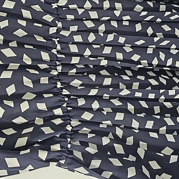 Vintage Leslie Fay Pleated Flowy Shirt Dress Diamond Fabric+Faux Pockets - Picture 14 of 17